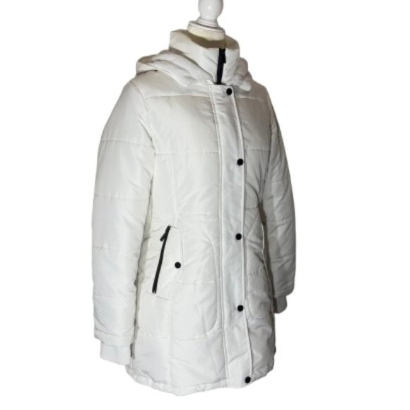 DETAILS INTL Women's White Zipper Hooded Coat with Size PS - Picture 3 of 15